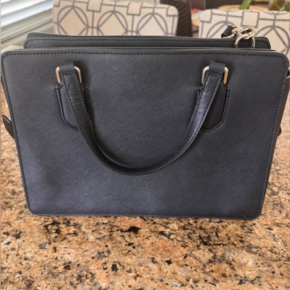 Kate Spade Laurel Way Reese Satchel Bag.  Black with gold lettering. - Picture 5 of 8